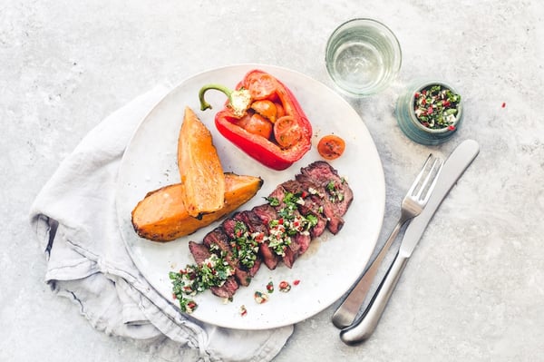 Chimichurri steak & baked sweet potato - Mindful Chef